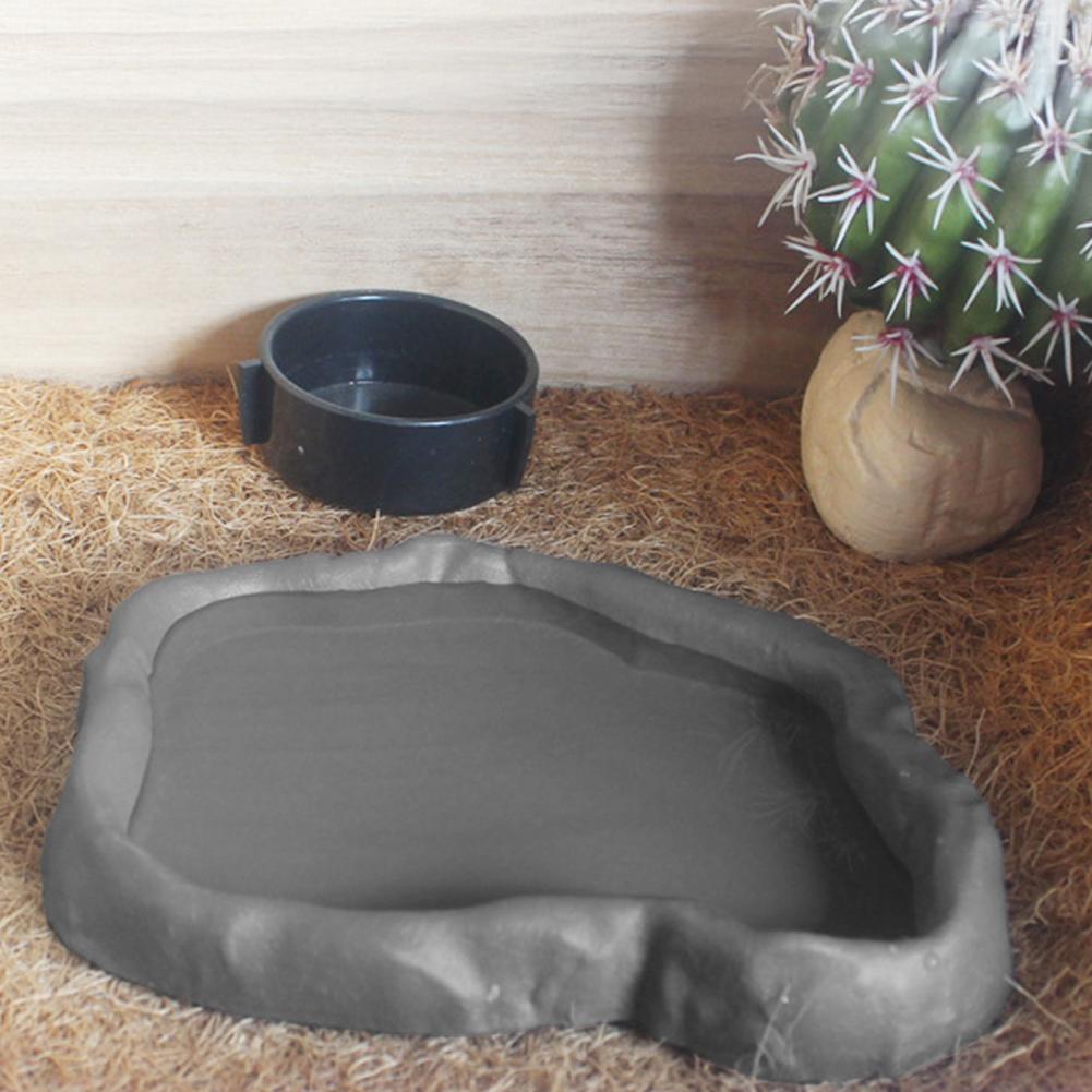 Water Dish Reptile - Alimentador de répteis plástico imitação de