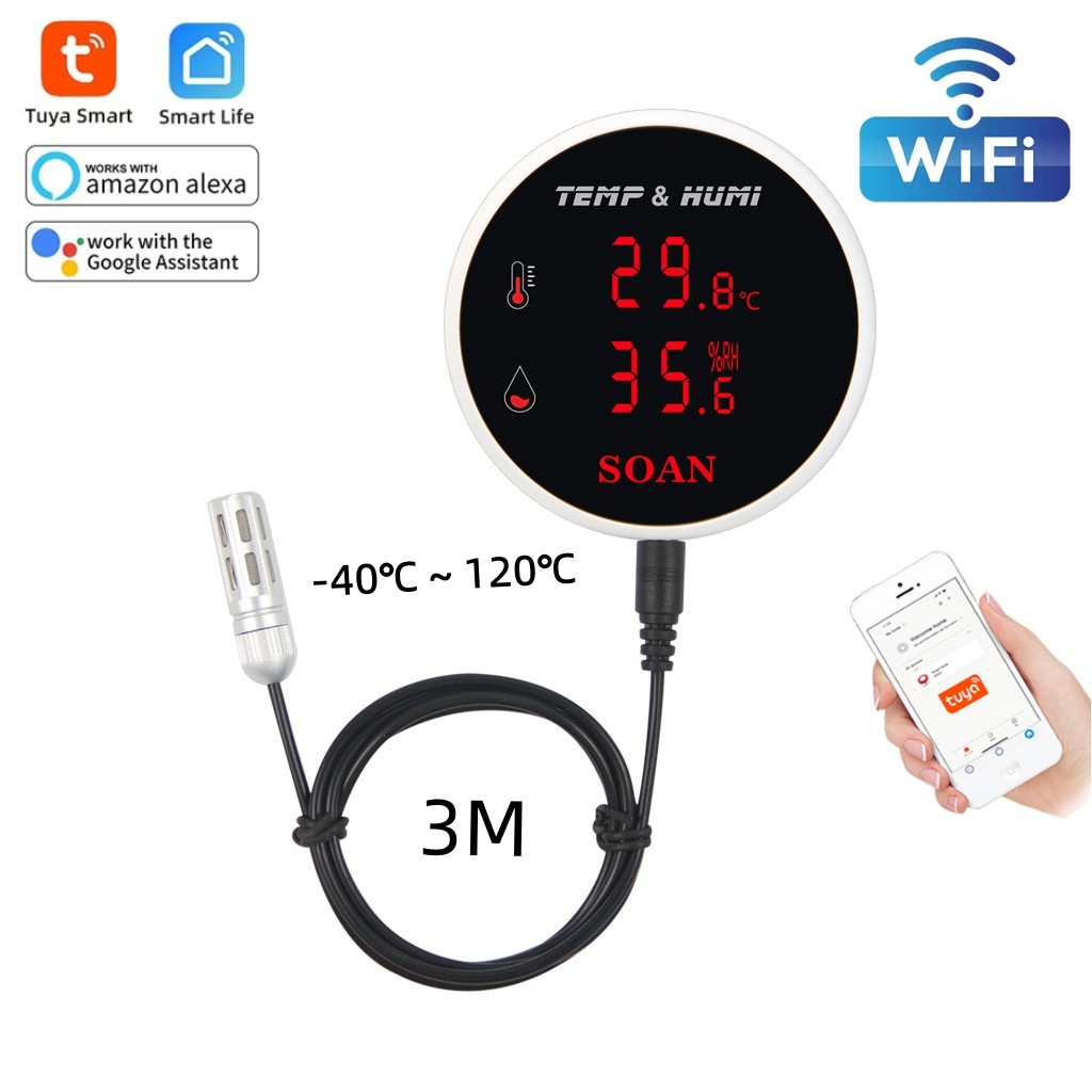 Digital Hygrometer Probe - Tuya WiFi Temperatura Umidade Senor Sonda